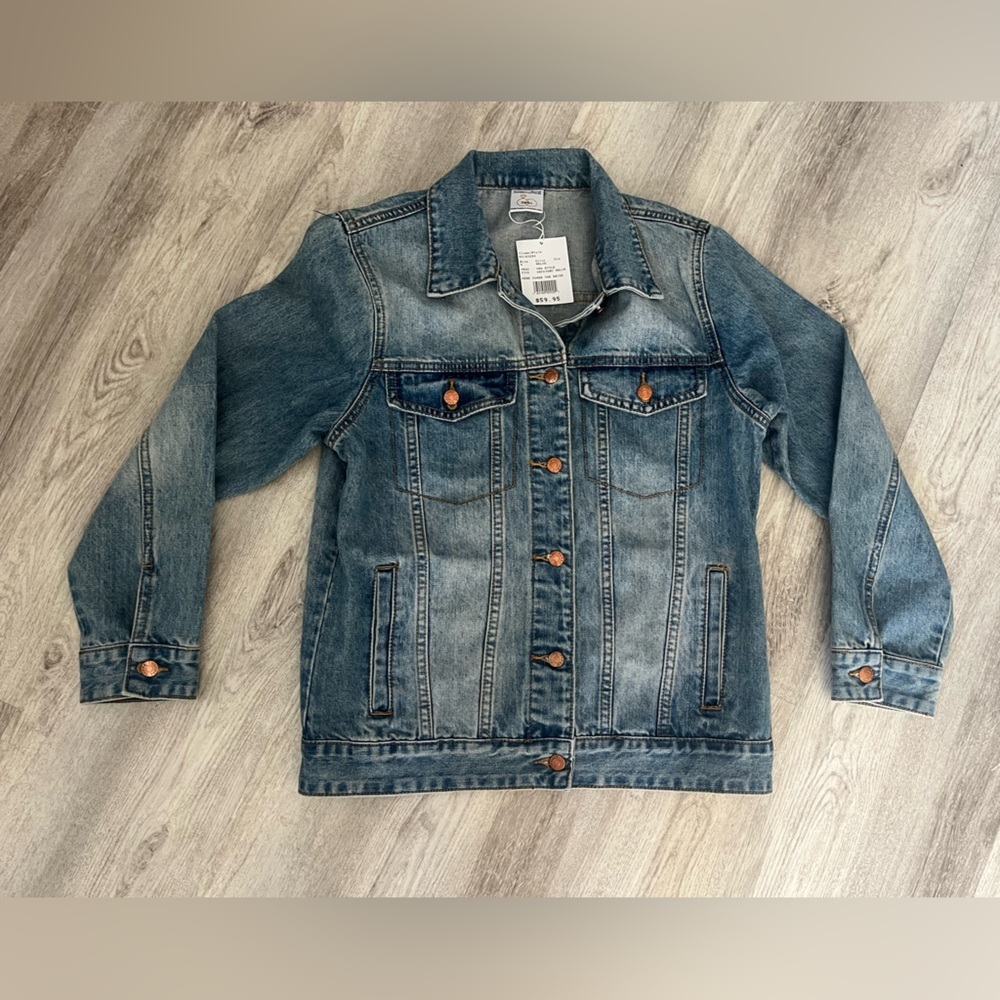 NWT Jean Jacket ‘Here Comes the Bride’ with Floral Embroidery Womens Small - Picture 3 of 4